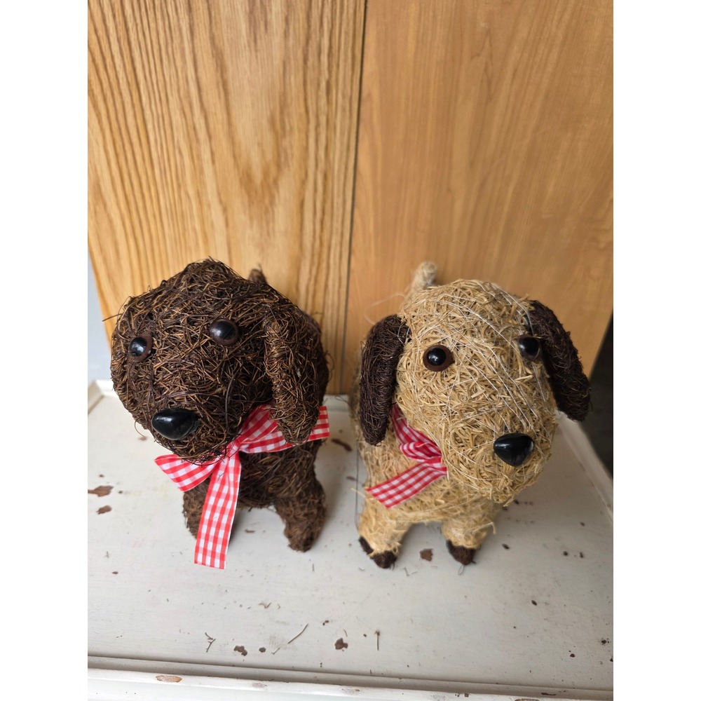 Dog Shaped Coconut Coir Planter Rustic Garden Decor Indoor Outdoor Puppy Pot